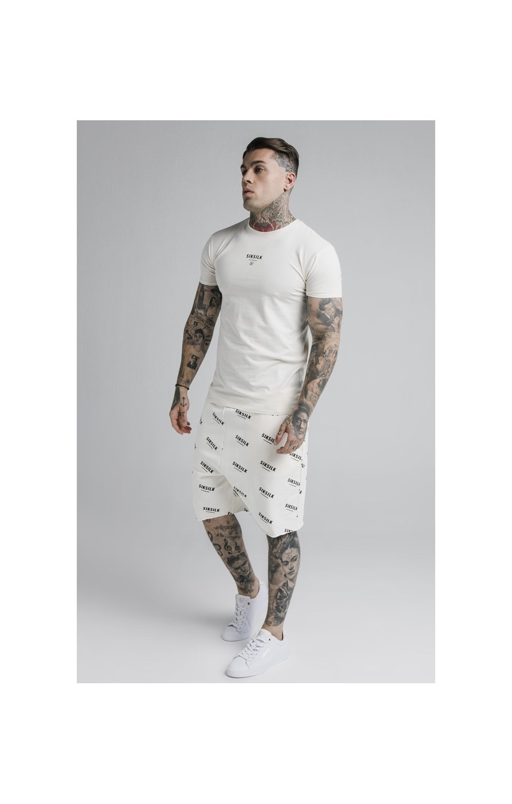 Load image into Gallery viewer, SikSilk Repeat Print Shorts - Off White (2)
