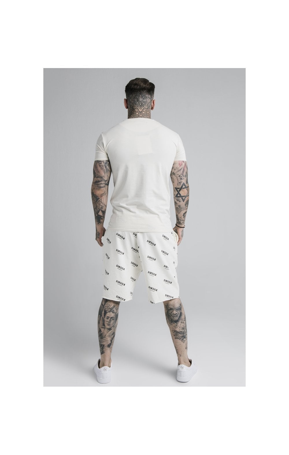 Load image into Gallery viewer, SikSilk Repeat Print Shorts - Off White (4)
