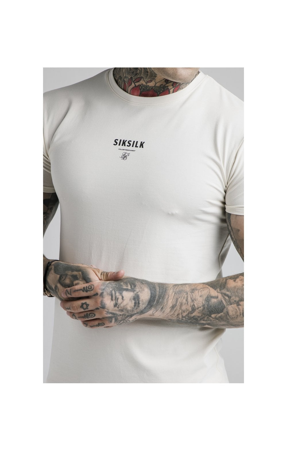 Load image into Gallery viewer, SikSilk Central Logo Print Gym Tee - Off White (1)