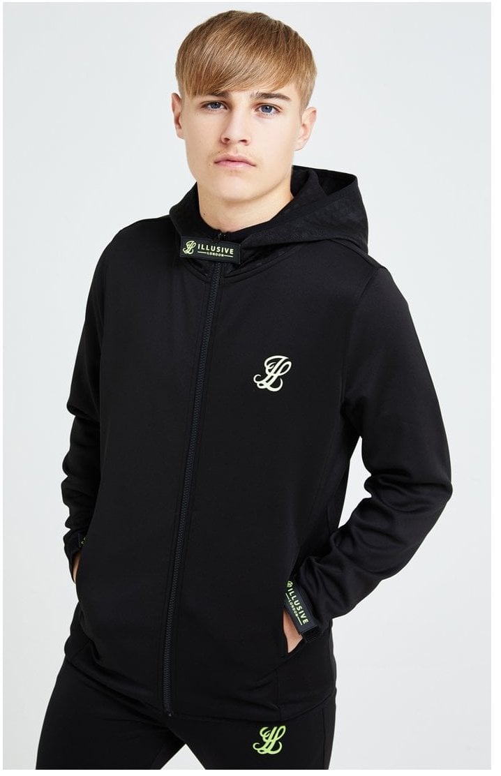 Load image into Gallery viewer, Illusive London Element Agility Zip Through Hoodie - Black &amp; Green