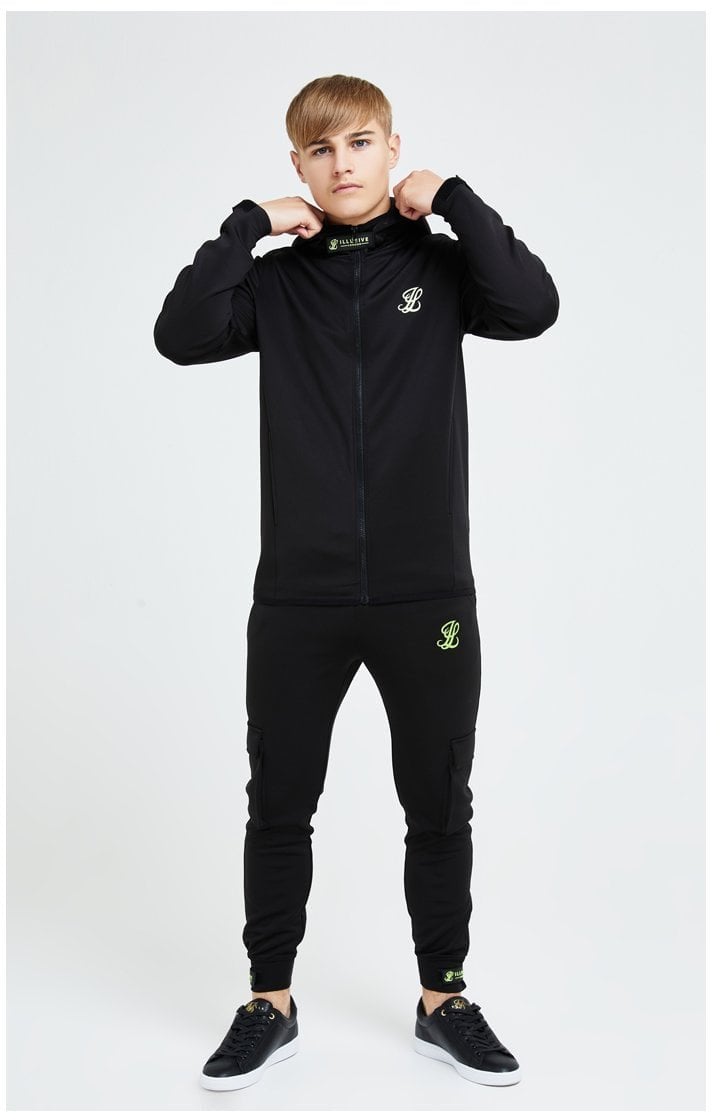 Load image into Gallery viewer, Illusive London Element Agility Zip Through Hoodie - Black &amp; Green (5)