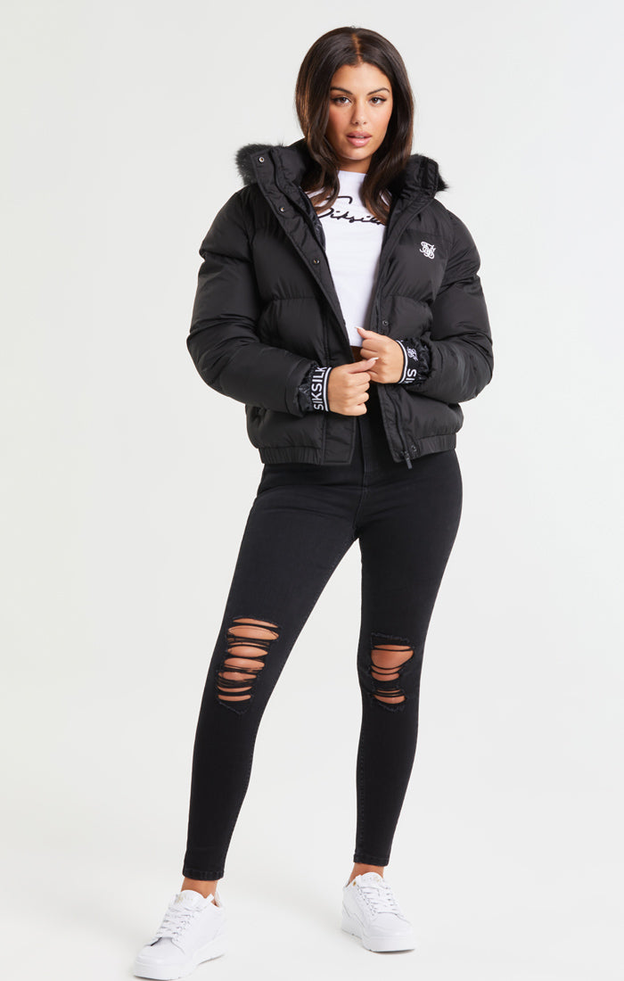 Load image into Gallery viewer, SikSilk Core Cropped Parka - Black