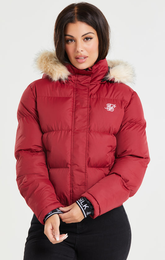SikSilk Core Cropped Parka - Red