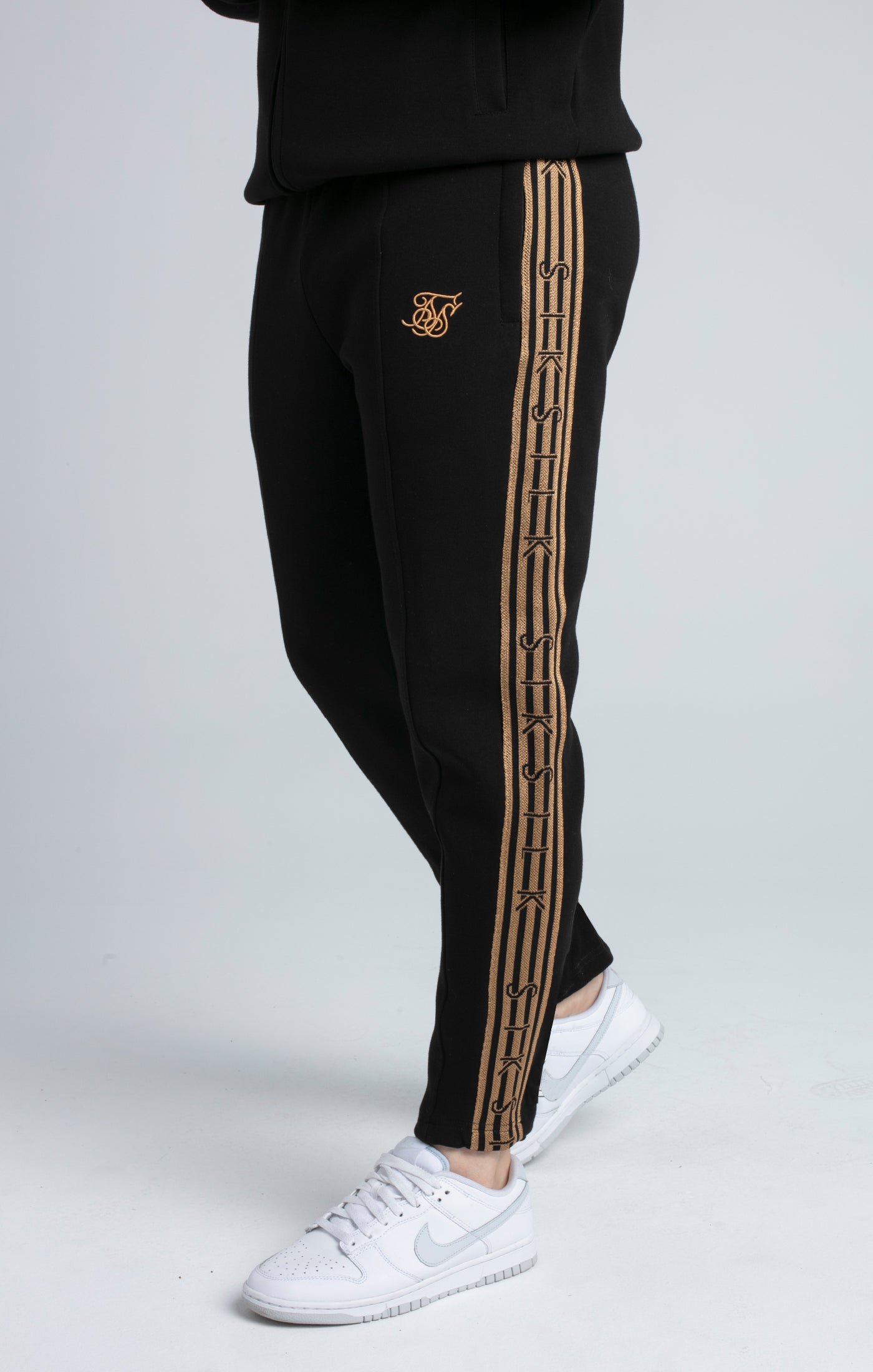 Load image into Gallery viewer, Black, Gold Knitted Tape Track Pant