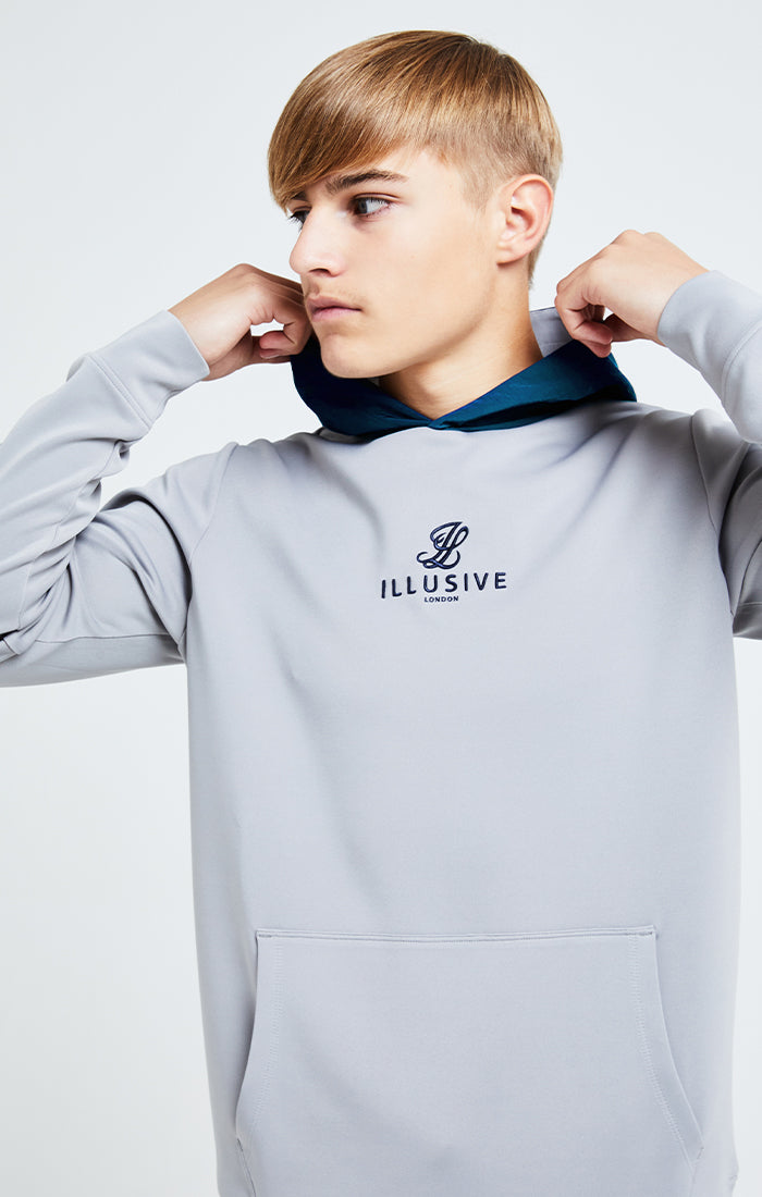 Load image into Gallery viewer, Illusive London Hybrid Overhead Hoodie - Grey &amp; Blue