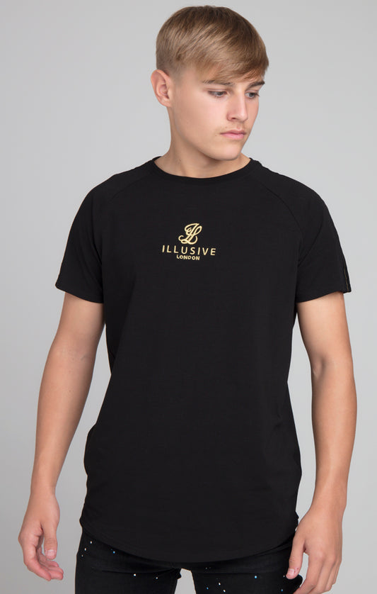 Boys Illusive Black Taped Raglan T-Shirt