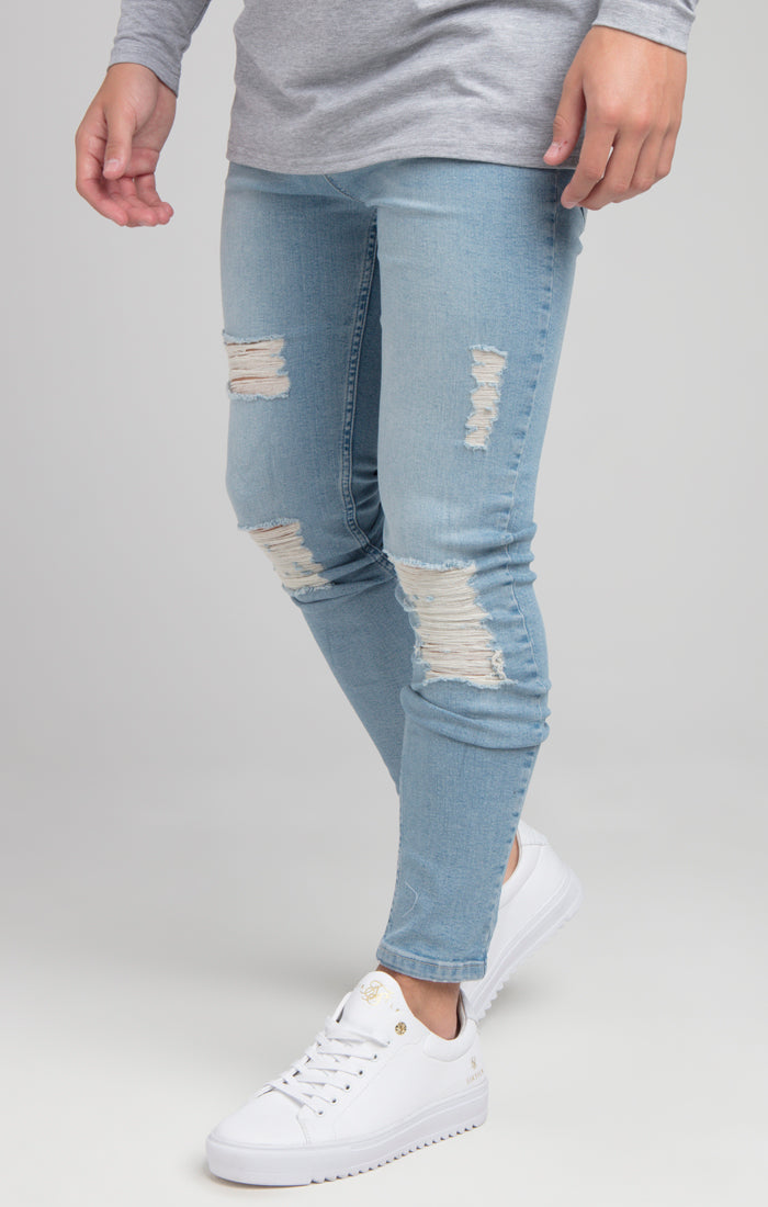 Load image into Gallery viewer, Boys Illusive Light Wash Distressed Denim Jean