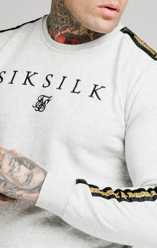 SikSilk Prestige Crew Sweat - Grey Marl