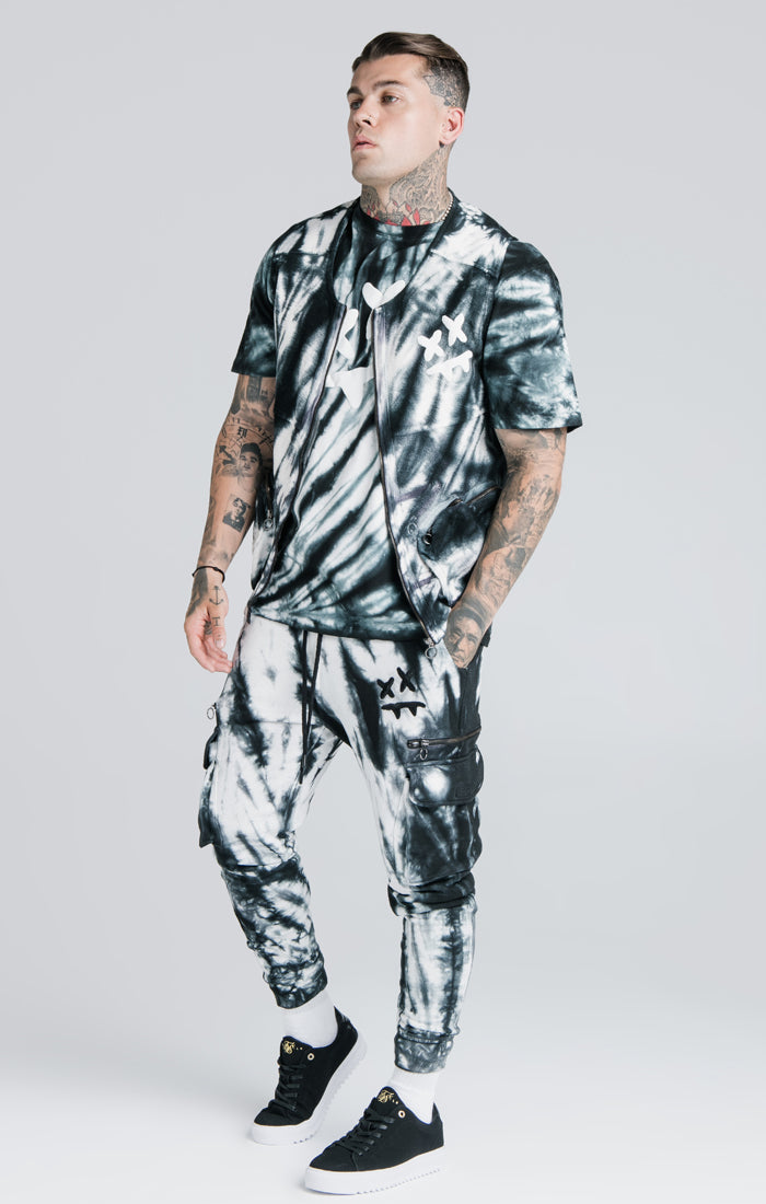 Load image into Gallery viewer, SikSilk X Steve Aoki Utility Vest - Black &amp; White Ink Tie Dye (2)