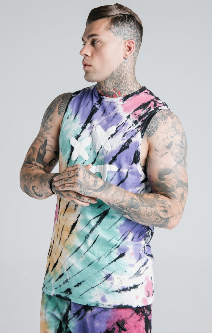 Load image into Gallery viewer, SikSilk X Steve Aoki Racer Back Vest – Rainbow Ink Tie Dye