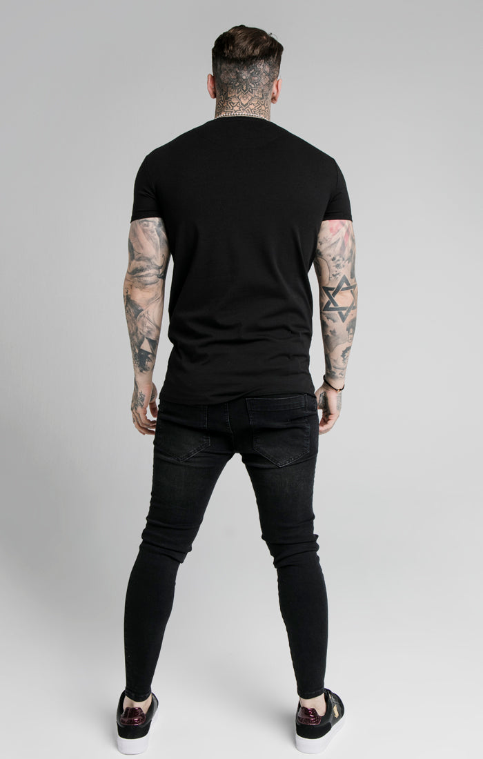 Load image into Gallery viewer, SikSilk Prestige Embroidery Gym Tee - Black (4)