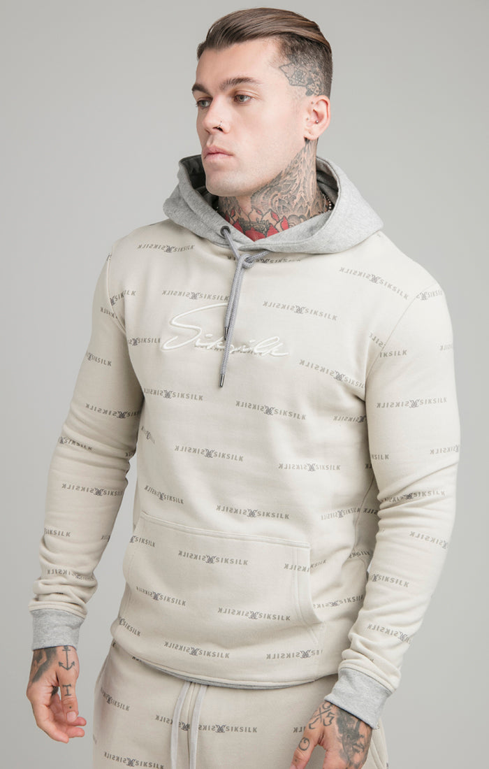 Load image into Gallery viewer, Beige Reflect Print Overhead Hoodie