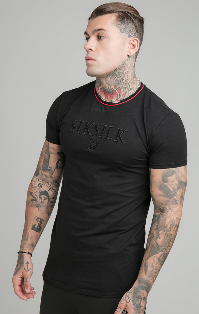 Load image into Gallery viewer, Black Embroidered Muscle Fit T-Shirt (5)
