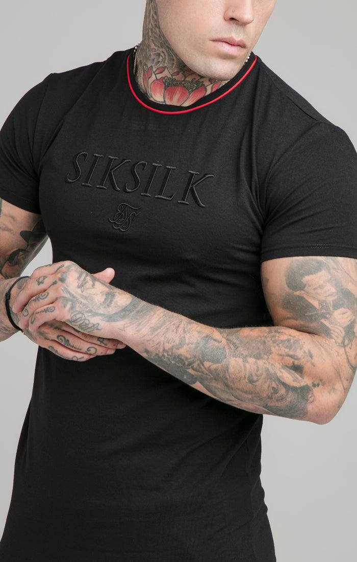 Load image into Gallery viewer, Black Embroidered Muscle Fit T-Shirt (2)