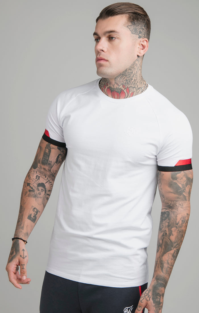 Load image into Gallery viewer, White Patterned Elastic Cuff T-Shirt