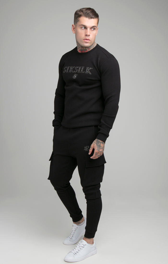 Load image into Gallery viewer, SikSilk Crew Neck Sweater - Black (1)