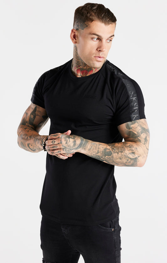 Black Raglan Tape Muscle Fit T-Shirt