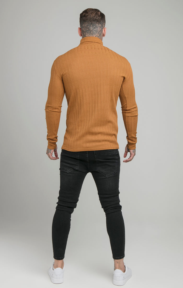 Load image into Gallery viewer, SikSilk L/S New Rib Knit Polo Neck - Tan (4)