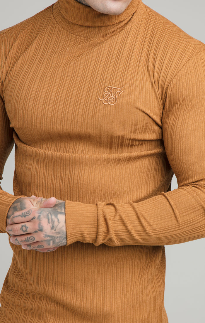 Load image into Gallery viewer, SikSilk L/S New Rib Knit Polo Neck - Tan (1)