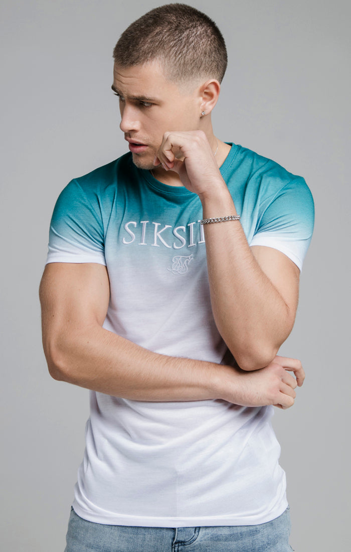 Load image into Gallery viewer, Teal Embroidered Muscle Fit T-Shirt