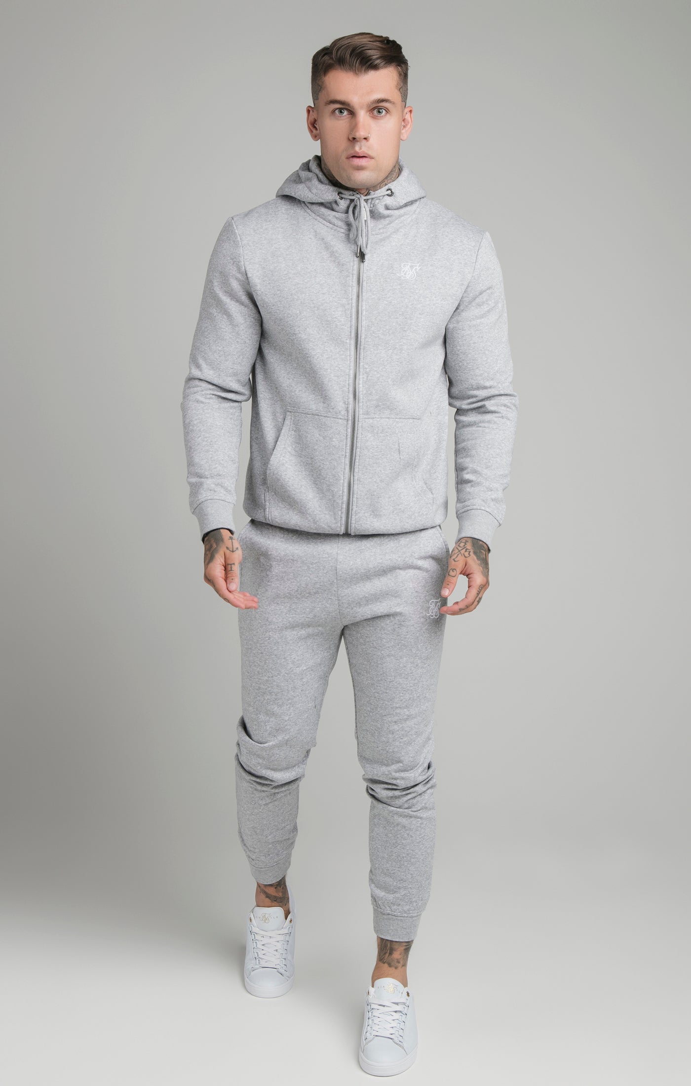 Load image into Gallery viewer, Grey Zip Through Funnel Neck Hoodie (2)