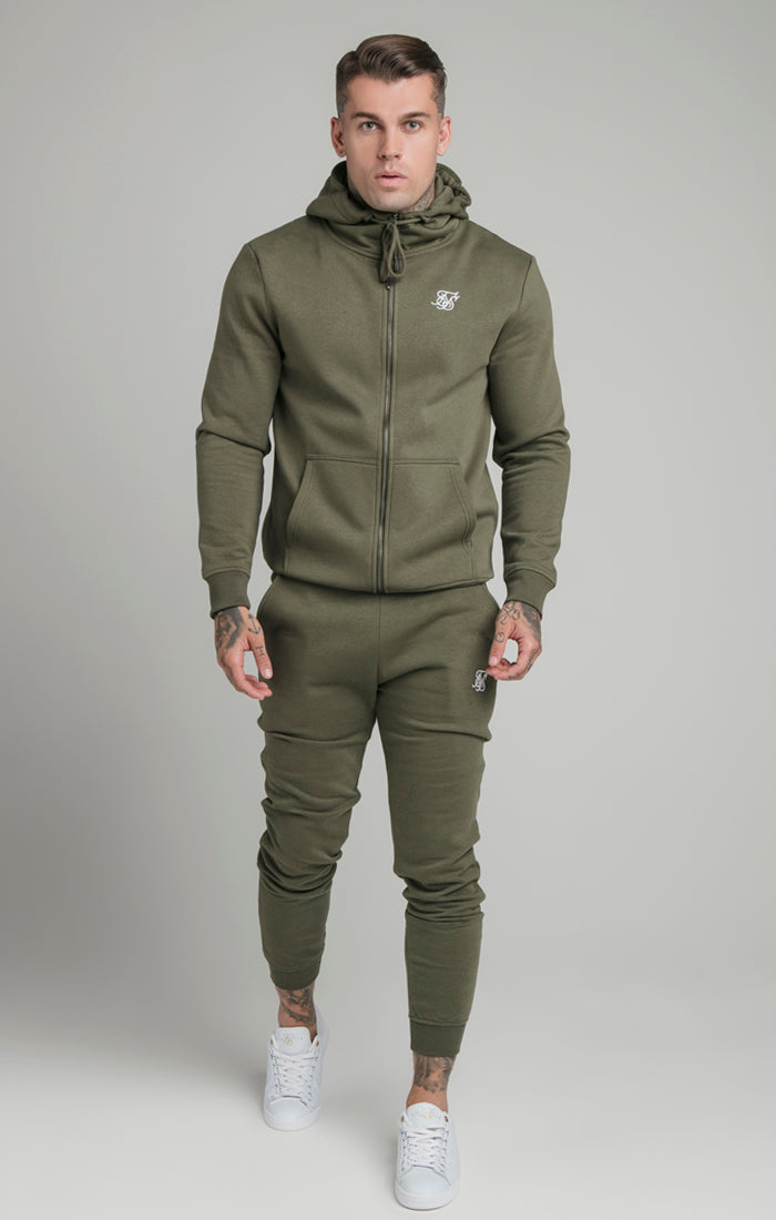 Load image into Gallery viewer, Khaki Zip Through Funnel Neck Hoodie (1)