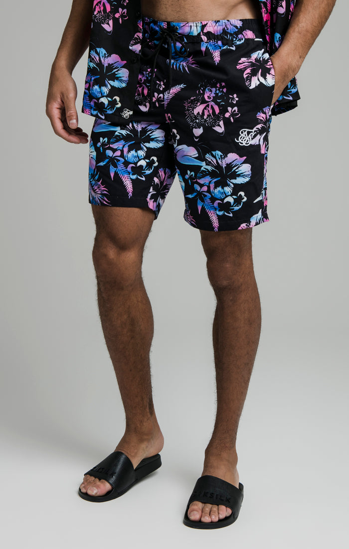 Load image into Gallery viewer, Black Tie Dye Hawaii Swim Short
