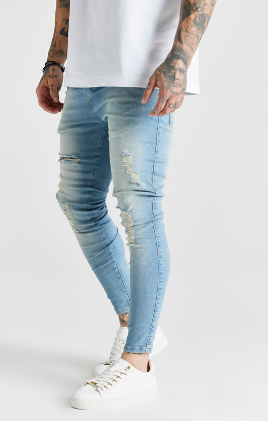 Blue Washed Distressed Skinny Jean