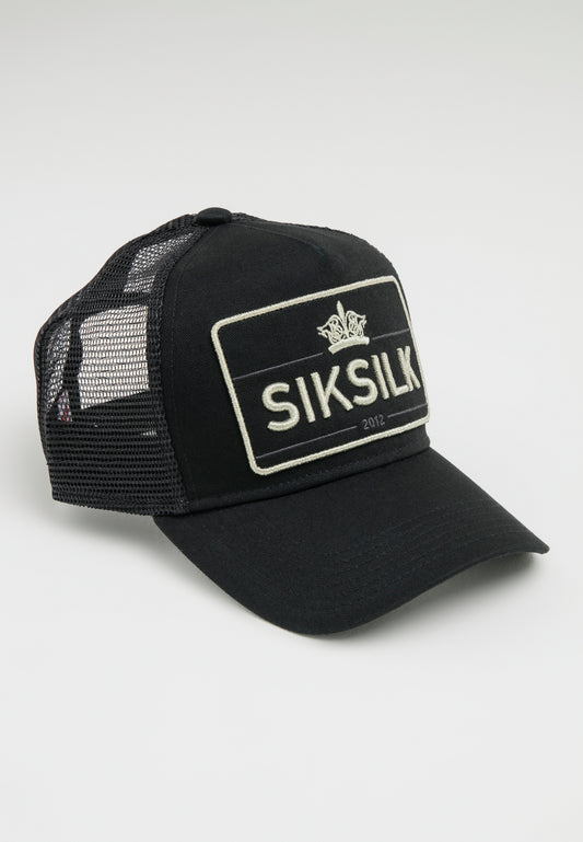 SikSilk Crown Patch Trucker - Black