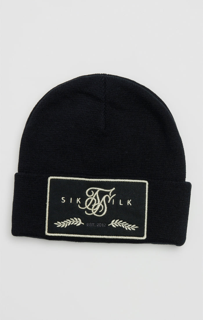 Load image into Gallery viewer, Black Cuff Applique Beanie