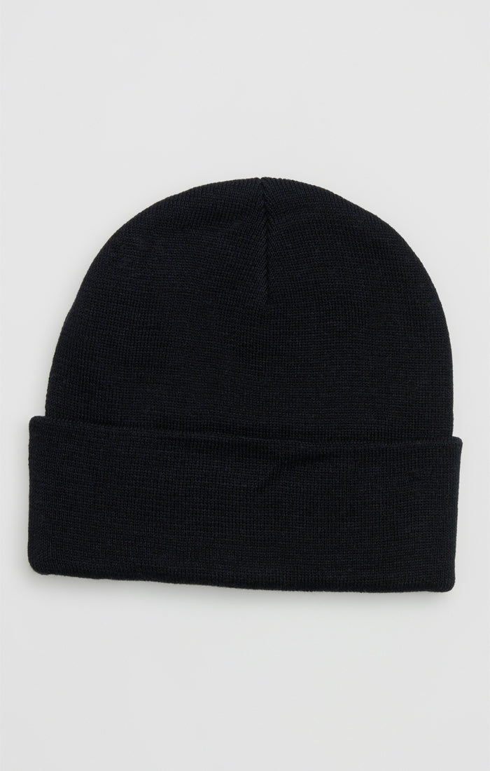 Load image into Gallery viewer, Black Cuff Applique Beanie (1)