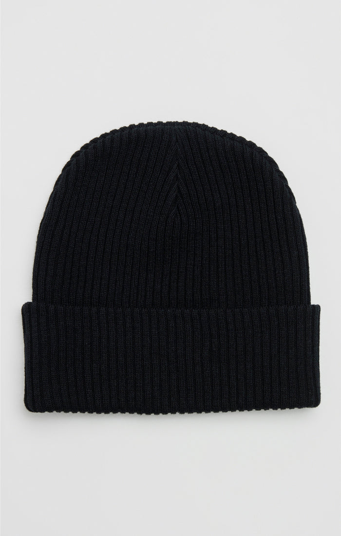 Load image into Gallery viewer, Black Ribbed Cuff Beanie (1)