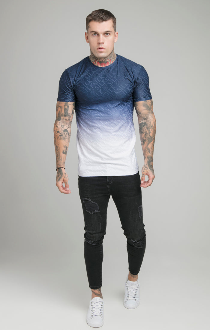 Load image into Gallery viewer, Navy Print Muscle Fit T-Shirt (2)