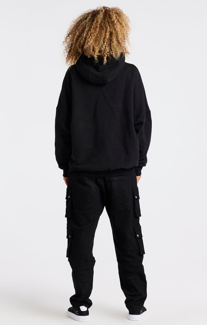 Load image into Gallery viewer, Black Drop Shoulder Relaxed Fit Hoodie (5)