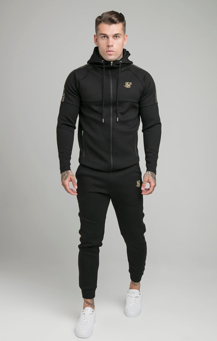 Load image into Gallery viewer, Black Tape Zip Through Hoodie And Jogger Set (1)