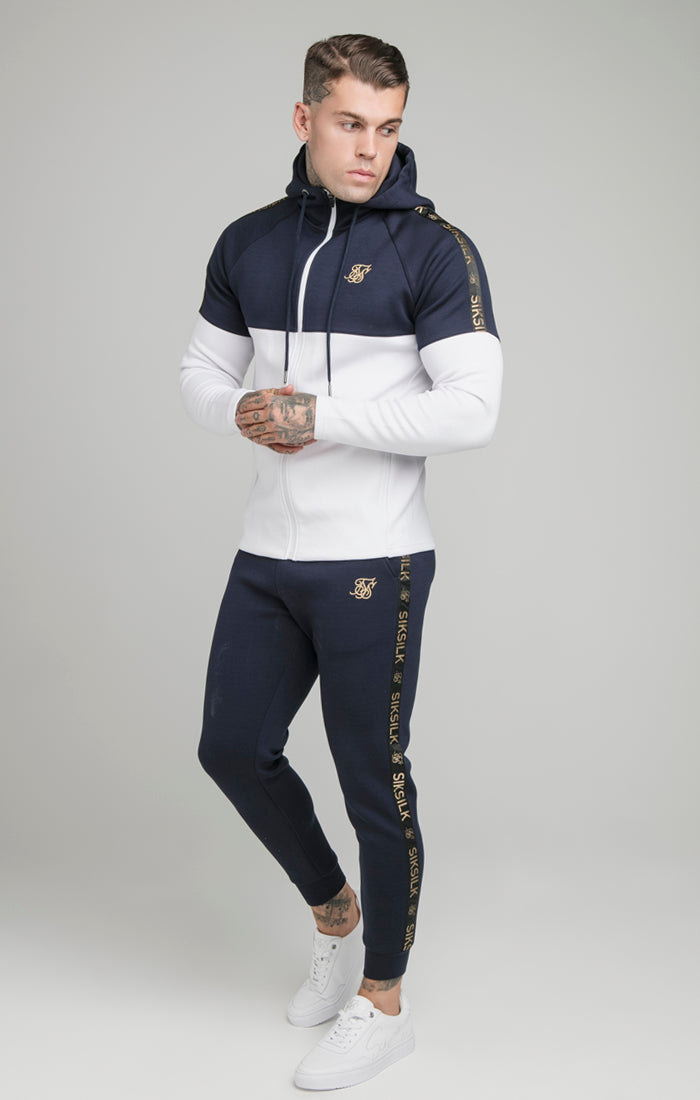 Load image into Gallery viewer, Navy Tape Zip Through Hoodie And Jogger Set