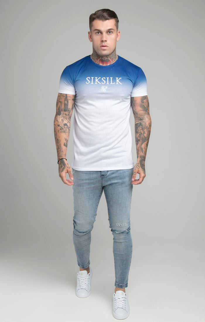 Load image into Gallery viewer, Blue High Fade Embroidered Muscle Fit T-Shirt (5)