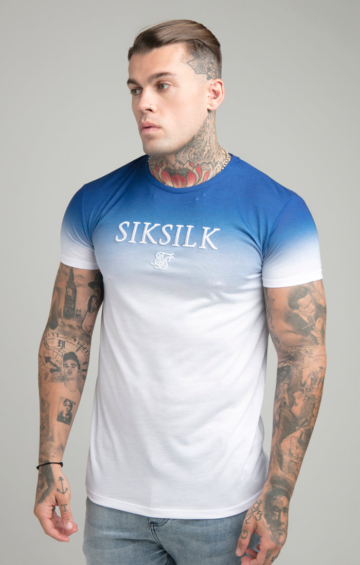 Load image into Gallery viewer, Blue High Fade Embroidered Muscle Fit T-Shirt
