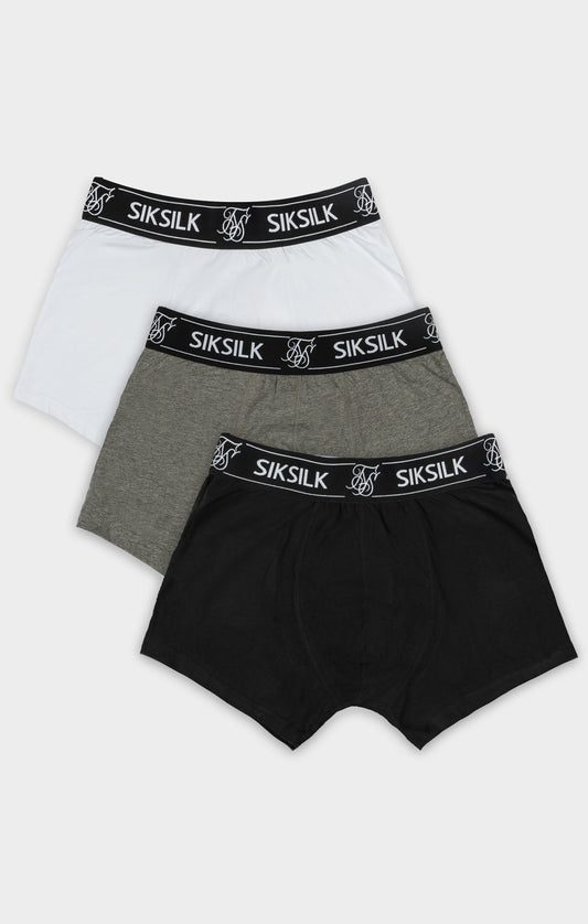 Black, White And Grey Pack Of 3 Boxers