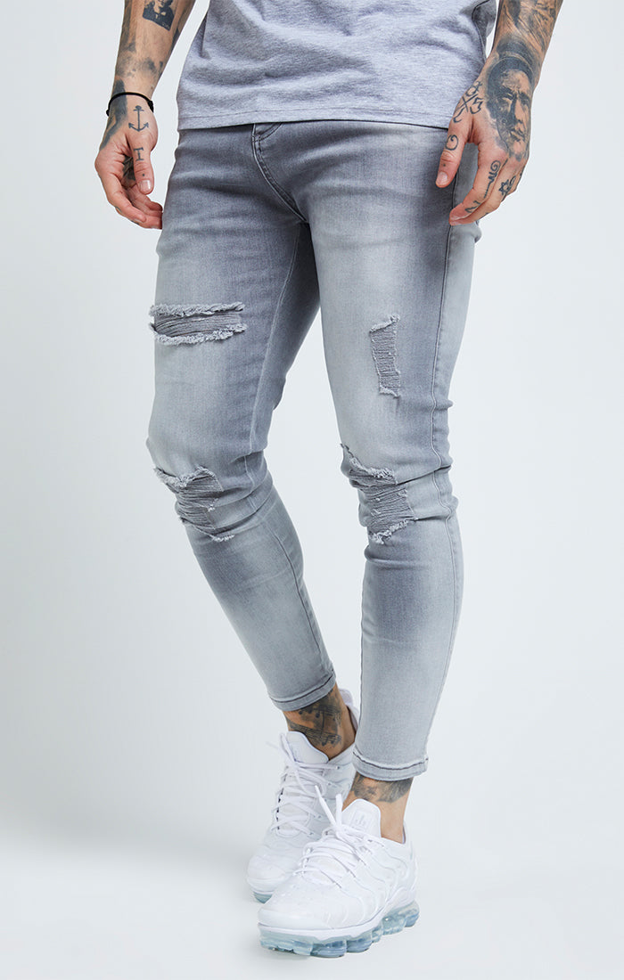 Load image into Gallery viewer, Grey Distressed Skinny Jean