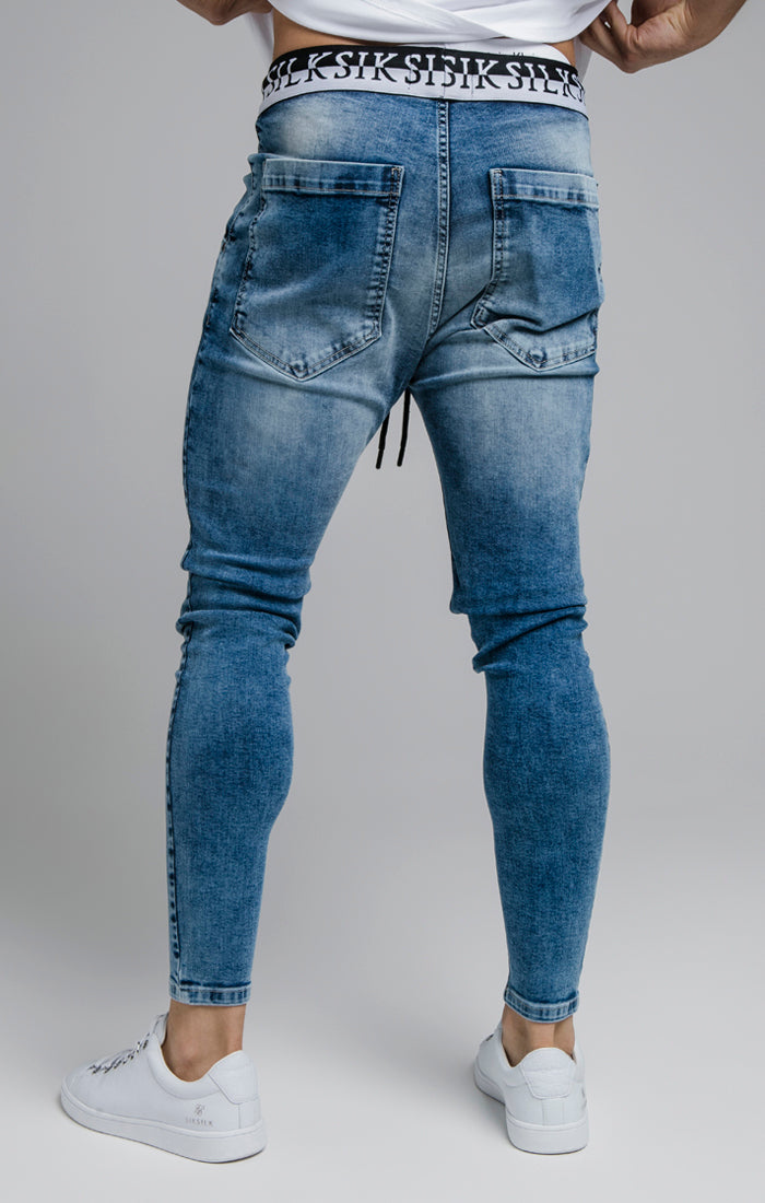 Load image into Gallery viewer, Blue Distressed Elasticated Jean (2)