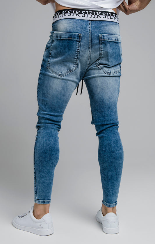Blue Distressed Elasticated Jean