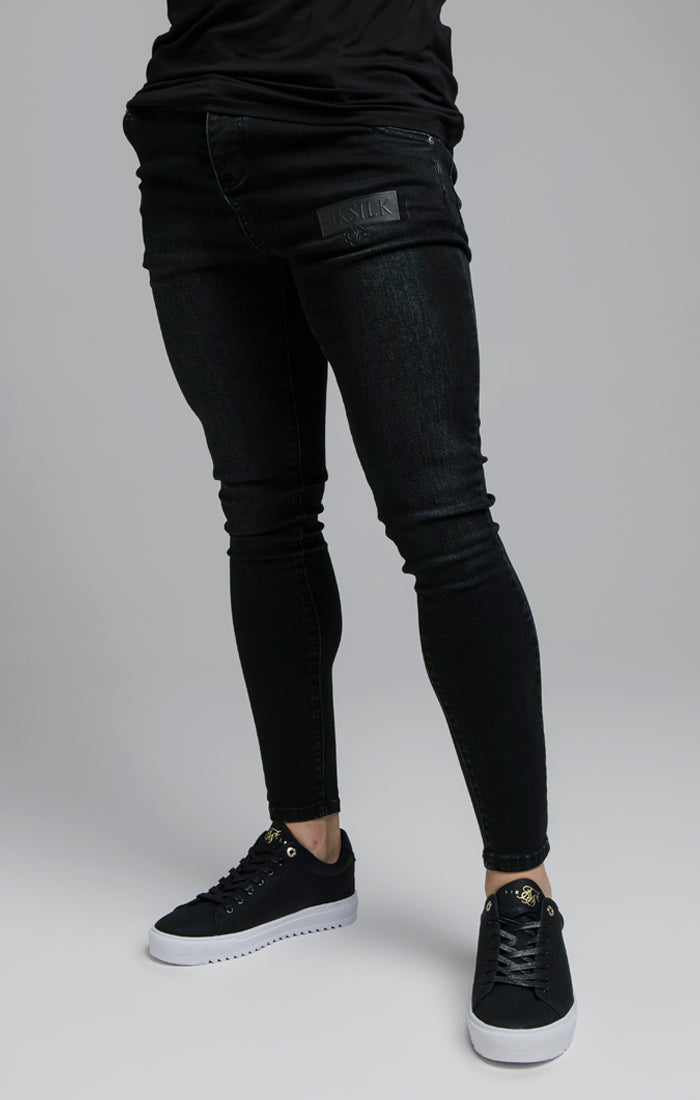 Load image into Gallery viewer, SikSilk Skinny Embossed Print Jeans - Black