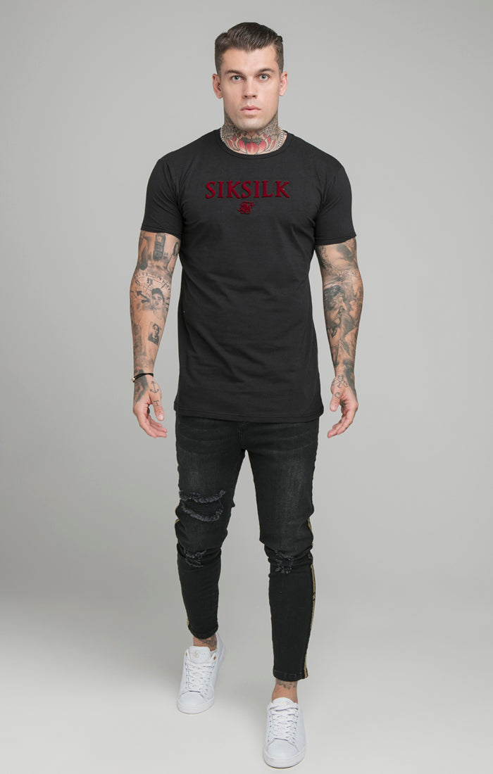 Load image into Gallery viewer, SikSilk Brushed Logo Gym Tee - Black (2)
