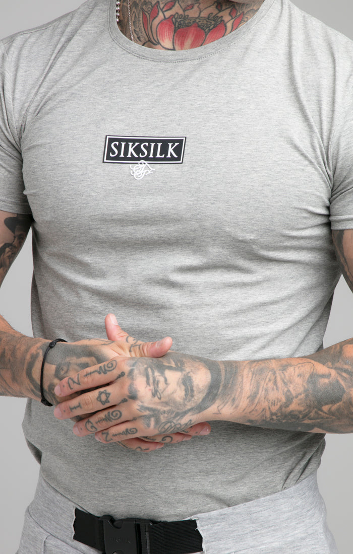 Load image into Gallery viewer, SikSilk S/S Embossed Print Gym Tee - Grey Marl (1)