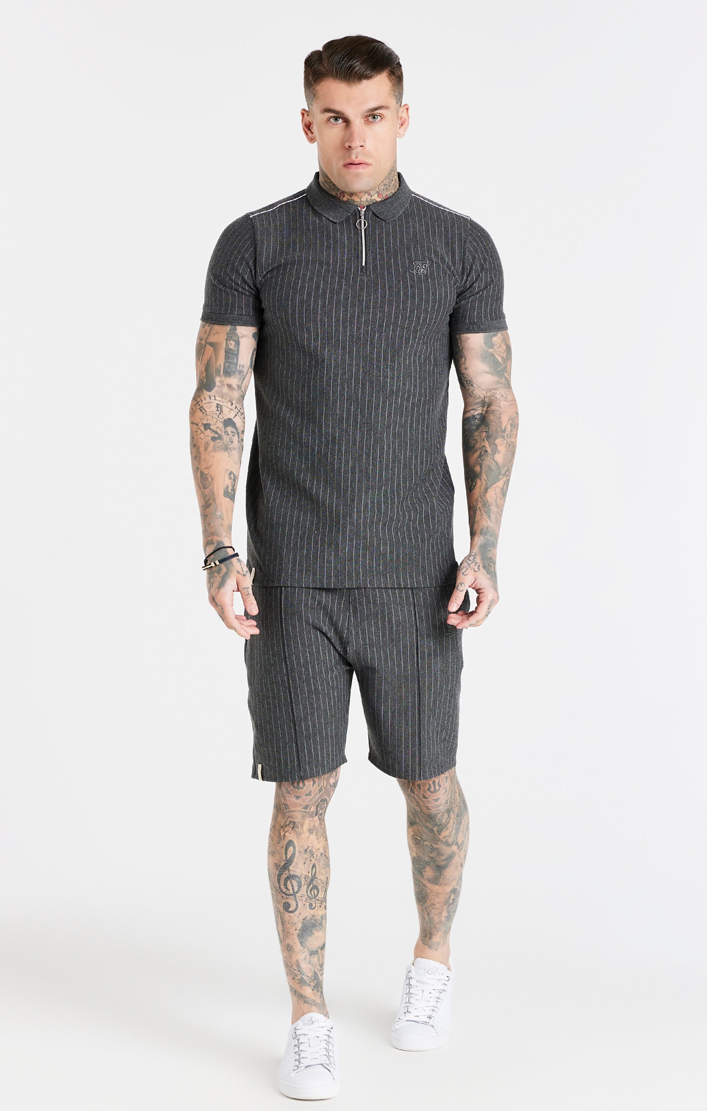 Load image into Gallery viewer, Grey Smart Pinstripe Short (1)