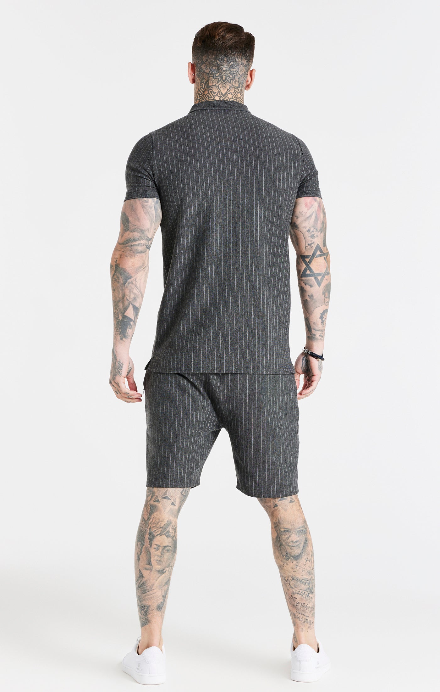 Load image into Gallery viewer, Grey Smart Pinstripe Short (3)
