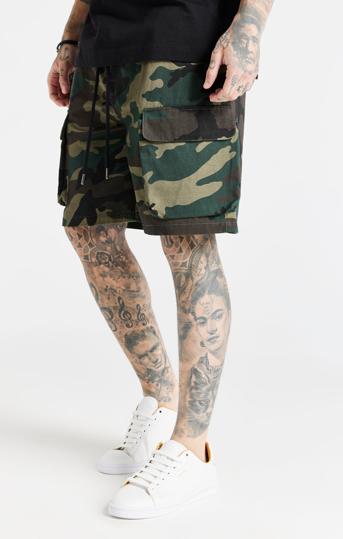 Load image into Gallery viewer, Green Camo Cargo Short