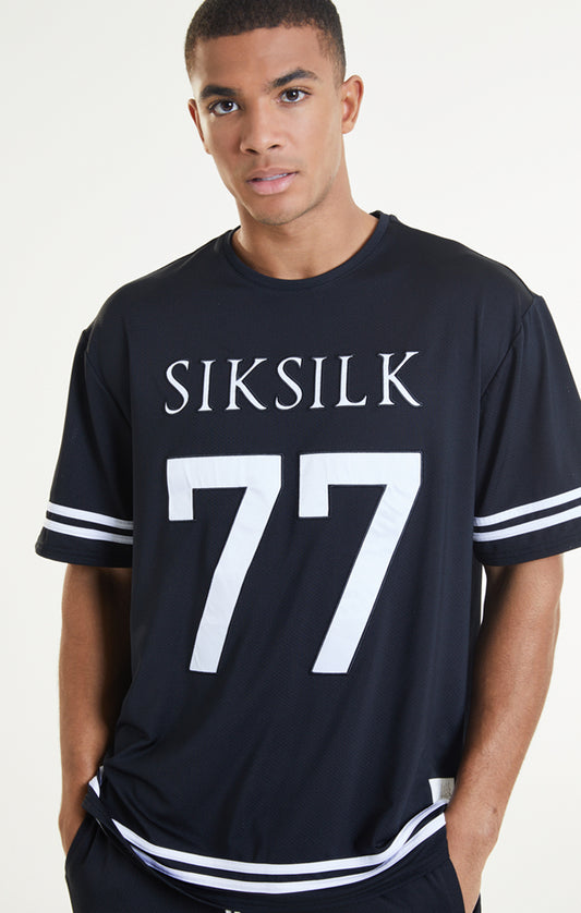 SikSilk X Steve Aoki Mesh Baseball Tee - Black & White