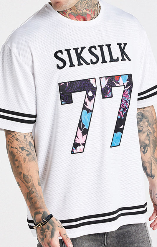 SikSilk X Steve Aoki Mesh Baseball Tee - White & Black